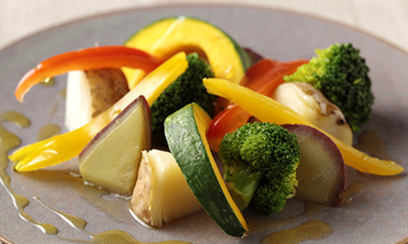 Warm vegetables specially selected from Saka no Tochu