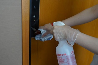 Photo: Staff disinfecting and cleaning the museum